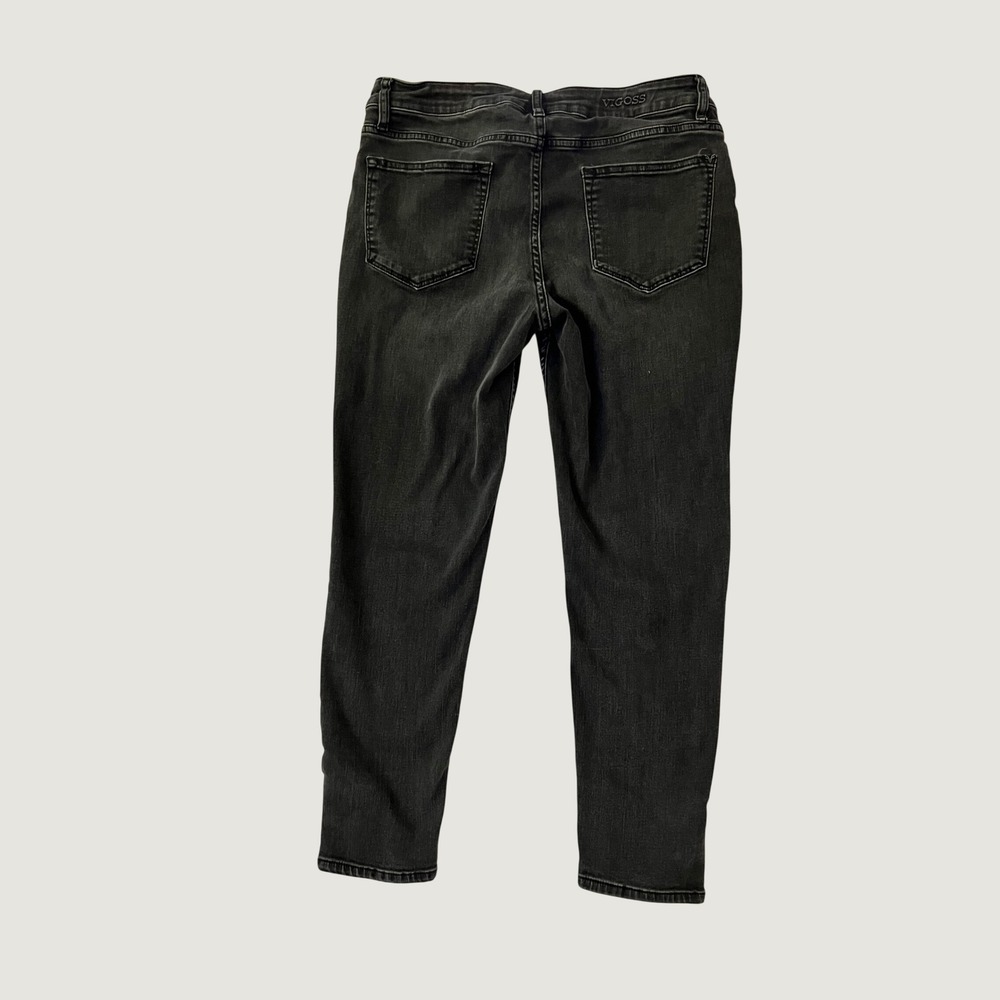 Vigoss Marley Skinny Jeans Black Mid Rise Cropped Ankle Button 31x27
